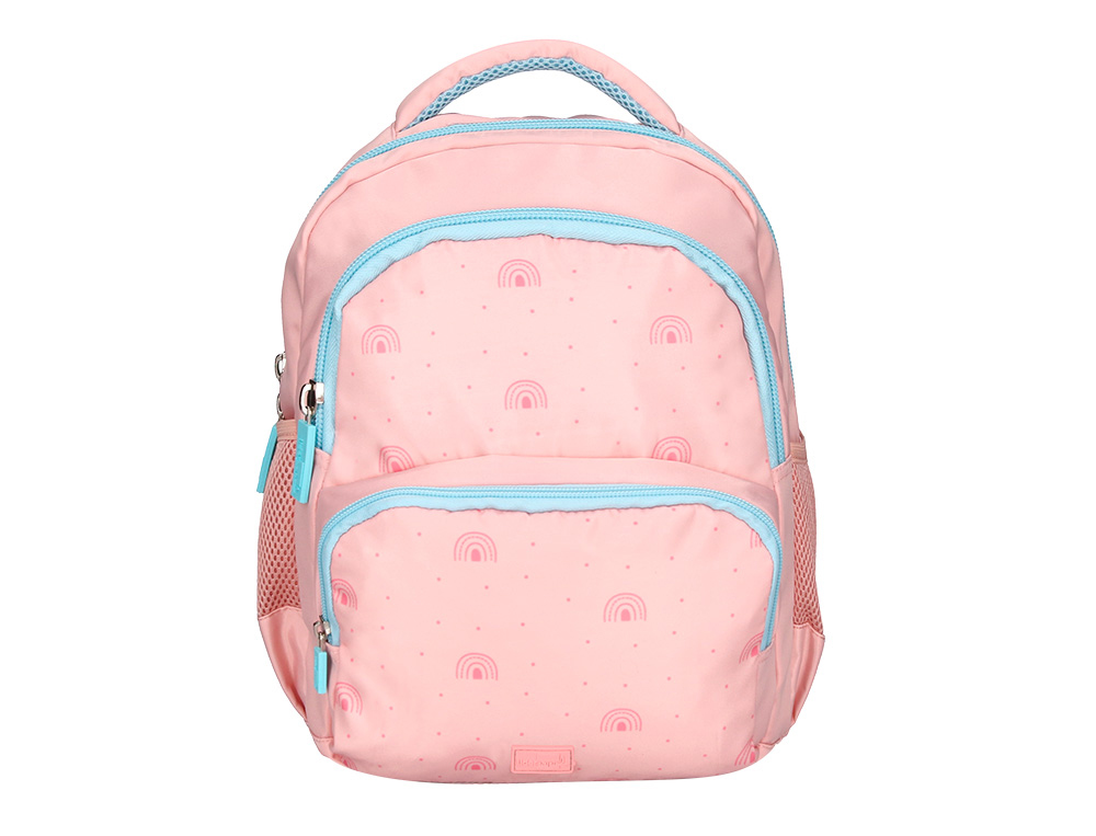 MOCHILA ESCOLAR LIDERPAPEL MULTIBOLSILLO INFANTIL ROSA RAINBOWS 350X110X270 MM