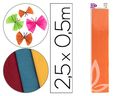 PAPEL CRESPON LIDERPAPEL 50 CM X 2.5M 34G/M2 NARANJA CLARO