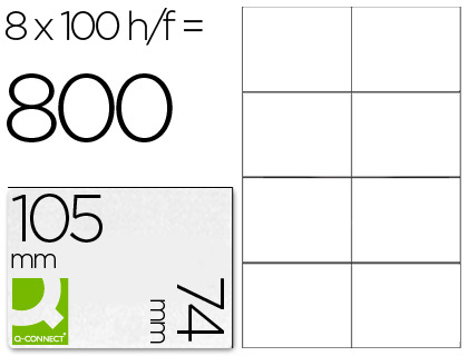 ETIQUETA ADHESIVA Q-CONNECT KF10659 TAMAO 105X74 MM FOTOCOPIADORA LASER INK-JET CAJA CON 100 HOJAS DIN A4