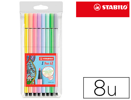 ROTULADOR STABILO ACUARELABLE PEN 68 ESTUCHE DE 8 COLORES SURTIDOS PASTEL