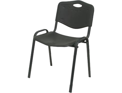 SILLA APILABLE PYC ESTRUCTURA METAL ASIENTO RESPALDO PVC ERGONOMICA 810X480MMX420 MM COLOR NEGRO