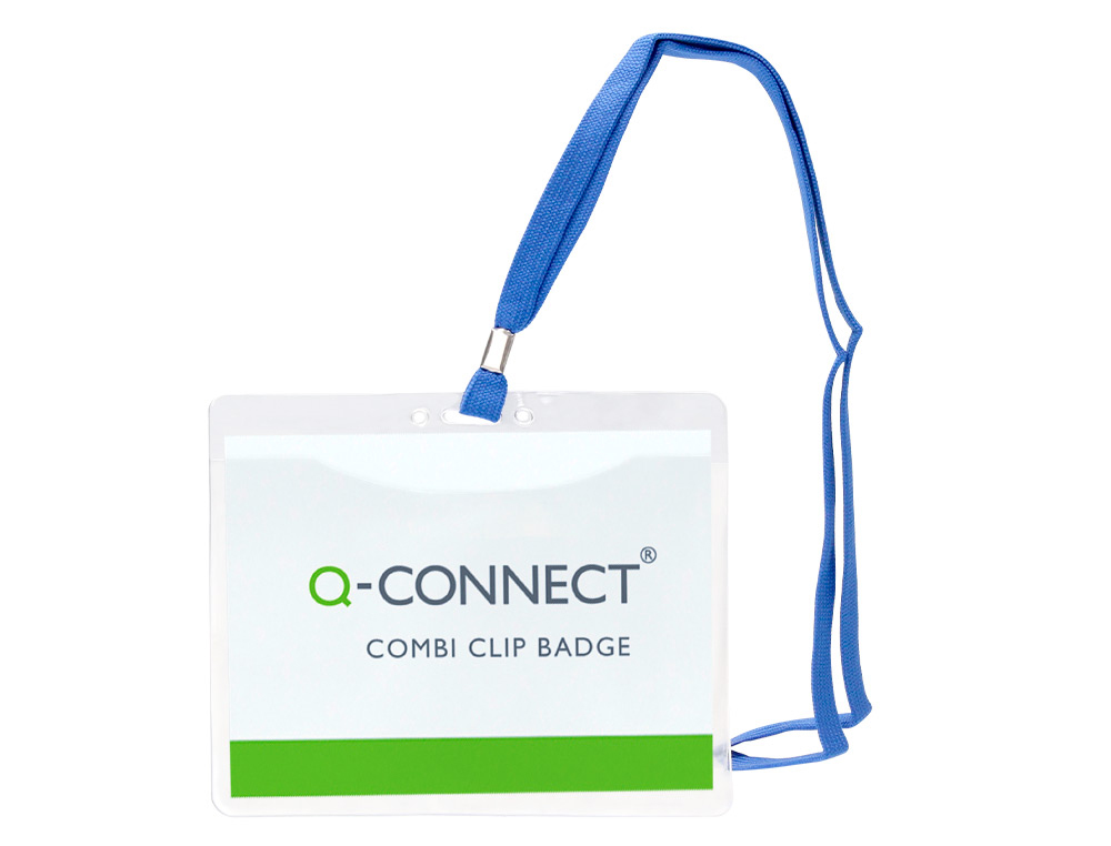 IDENTIFICADOR Q-CONNECT CON CORDON PLANO AZUL A6 154X127 MM APERTURA SUPERIOR