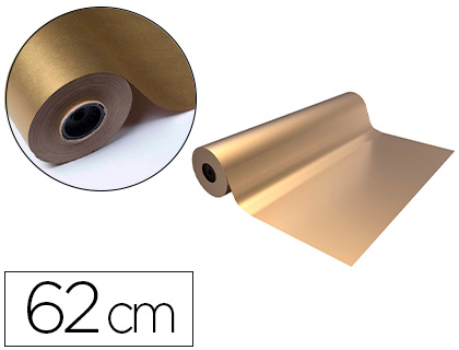 PAPEL DE REGALO BASIKA METALIZADO ORO BOBINA ANCHO 62 CM LONGITUD 80 M