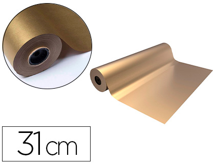 PAPEL DE REGALO BASIKA METALIZADO ORO BOBINA ANCHO 31 CM LONGITUD 80 M