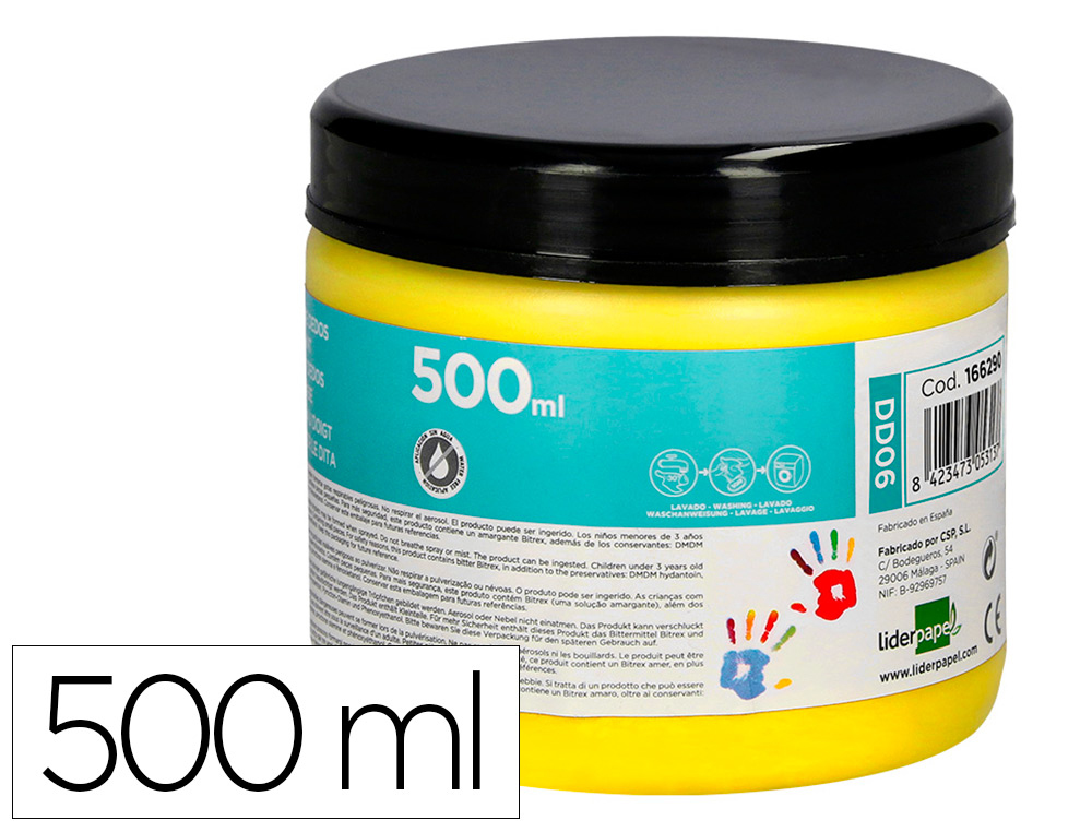 PINTURA DEDOS LIDERPAPEL TARRINA DE 500 ML AMARILLO