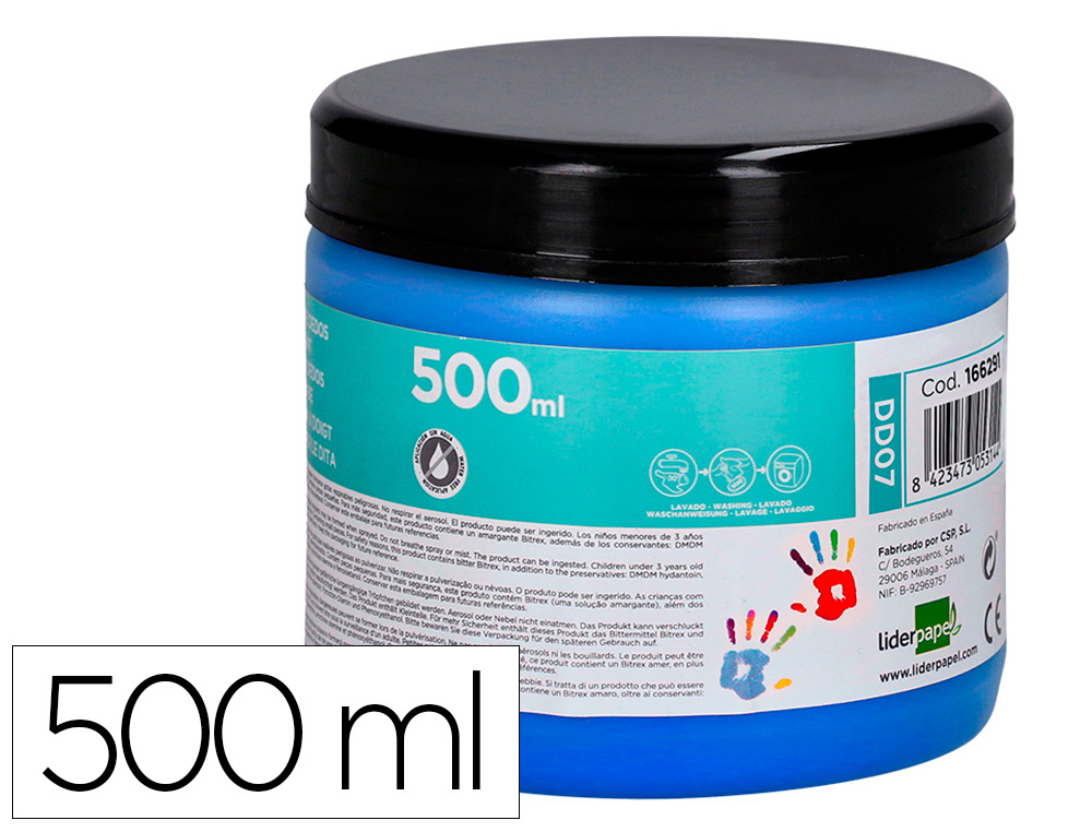 PINTURA DEDOS LIDERPAPEL TARRINA DE 500 ML AZUL