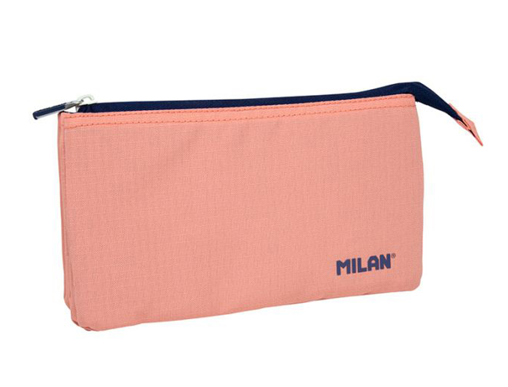 BOLSO ESCOLAR PORTATODO MILAN 1918 COLLECTION 3 CREMALLERAS Y 5 COMPARTIMENTOS ROSA 215X35X125 MM