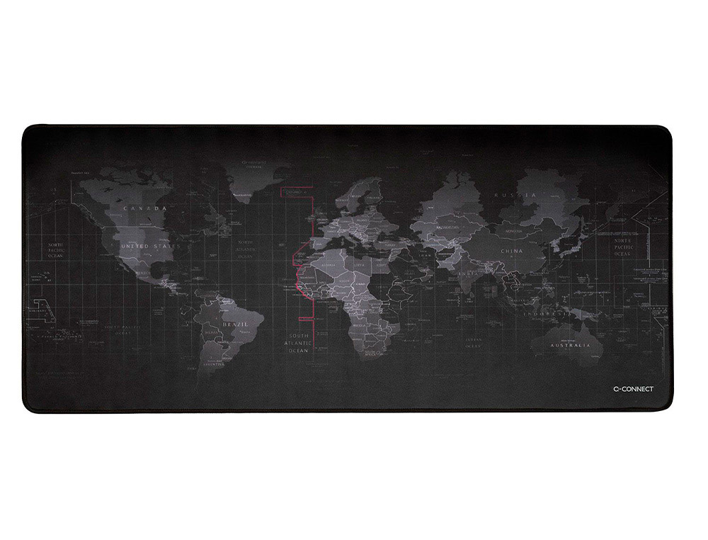 ALFOMBRILLA PARA RATON Q-CONNECT XXL NEGRA CON DISEO MAPA DEL MUNDO 900X400 MM