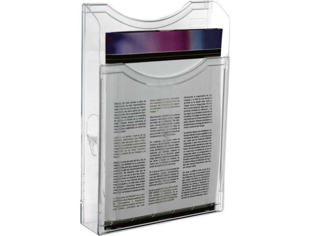 EXPOSITOR MURAL ARCHIVO 2000 DIN A4 VERTICAL 1 COMPARTIMENTO CRISTAL TRANSPARENTE 300X235X35 MM