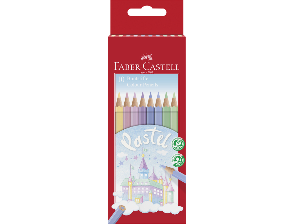 LAPICES DE COLORES FABER CASTELL PASTEL CAJA DE 10 UNIDADES COLORES SURTIDOS