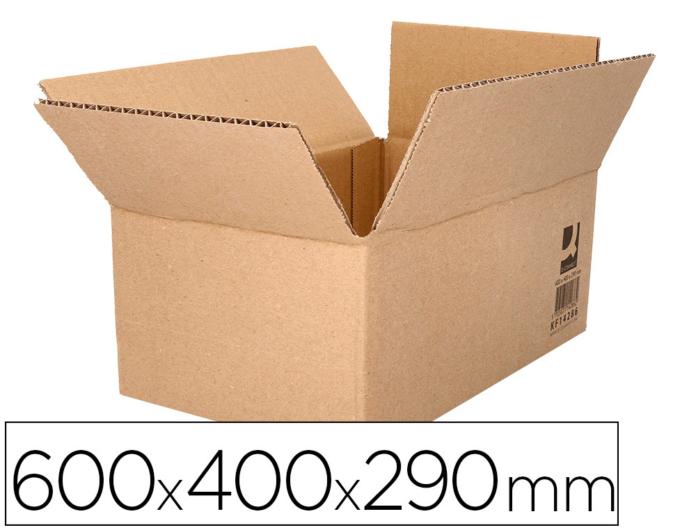 CAJA PARA EMBALAR Q-CONNECT AMERICANA ULTRA RESISTENTE CARTON RECICLADO CANAL DOBLE 7MM COLOR KRAFT 600X400X290 MM