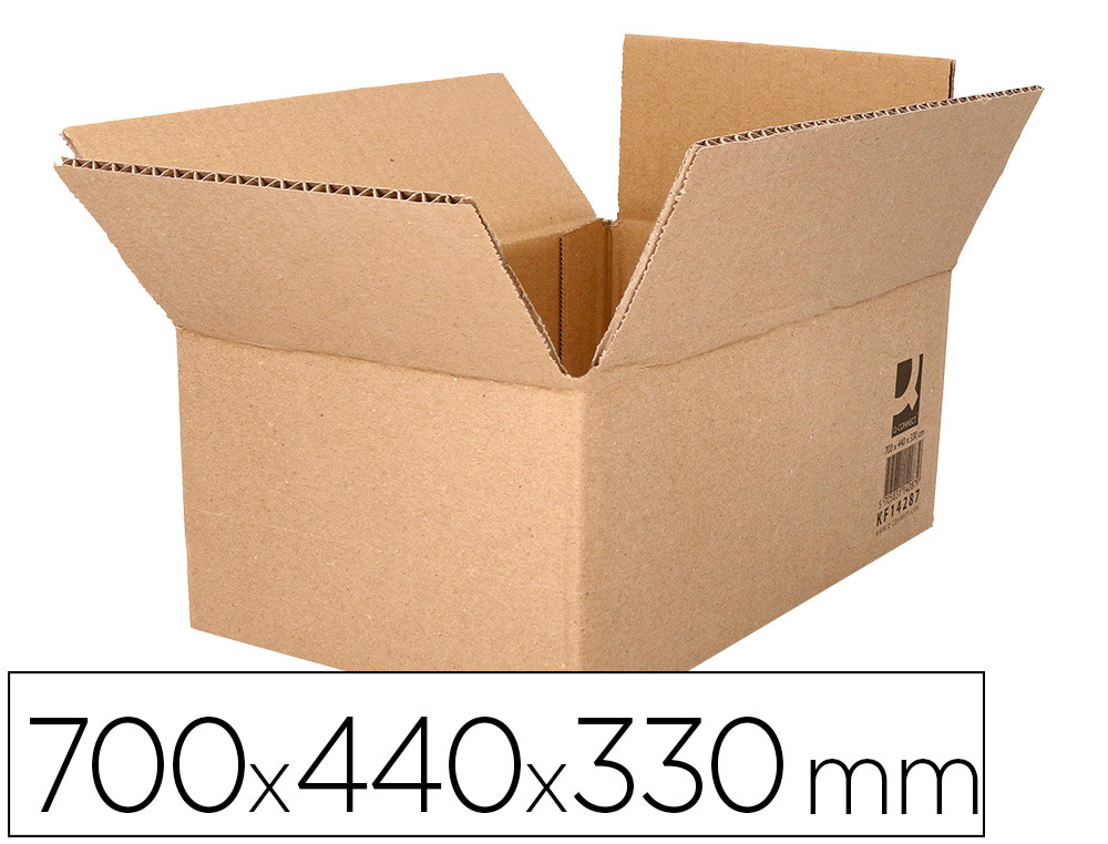 CAJA PARA EMBALAR Q-CONNECT AMERICANA ULTRA RESISTENTE CARTON RECICLADO CANAL DOBLE 7MM COLOR KRAFT 700X440X330 MM