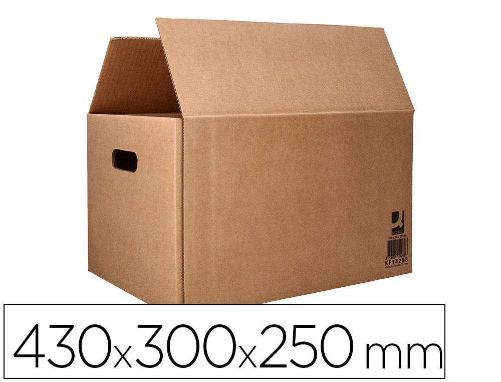 CAJA PARA EMBALAR Q-CONNECT AMERICANA ULTRA RESISTENTE CON ASAS CARTON CANAL DOBLE 7 MM COLOR KRAFT 430X300X250 MM