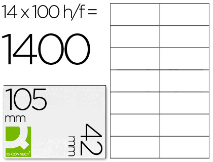 ETIQUETA ADHESIVA Q-CONNECT KF10655 TAMAO 105X42 MM FOTOCOPIADORA LASER INK-JET CAJA CON 100 HOJAS DIN A4