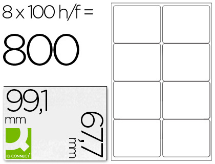 ETIQUETA ADHESIVA Q-CONNECT KF01588 TAMAO 99,1X67,7 MM FOTOCOPIADORA LASER INK-JET CAJA CON 100 HOJAS DIN A4