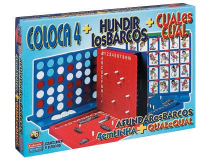 JUEGOS DE MESA FALOMIR CUATRO EN LINEA + CUAL ES CUAL + HUNDIR LOS BARCOS