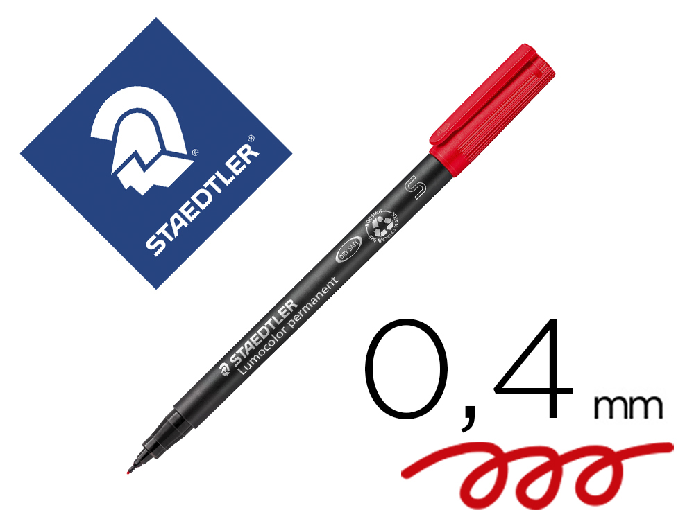 ROTULADOR STAEDTLER LUMOCOLOR RETROPROYECCION PUNTA DE FIBRA PERMANENTE 313-2 ROJO PUNTA SUPER FINA REDONDA 0.4 MM