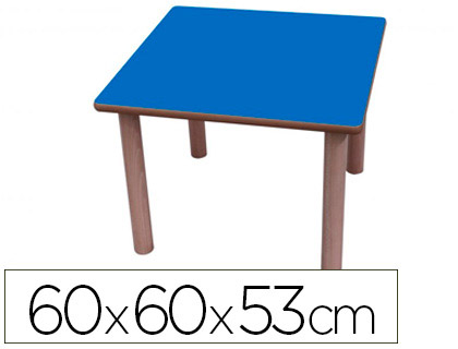 MESA MADERA MOBETUC T2 CUADRADA CON TAPA LAMINADA HAYA 60X60 CM