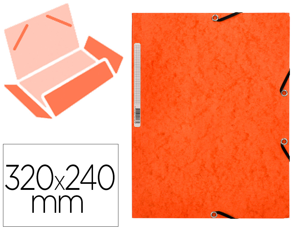 CARPETA Q-CONNECT GOMAS KF02170 CARTON SIMIL-PRESPAN SOLAPAS 320X243 MM NARANJA