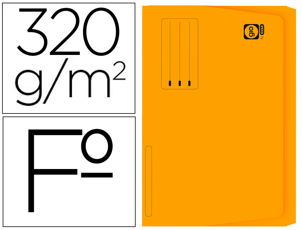 SUBCARPETA CARTULINA GIO FOLIO POCKET NARANJA CON BOLSA Y SOLAPA 320G/M2