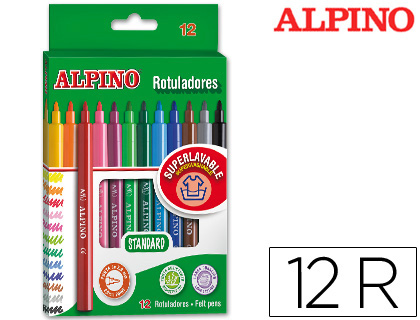 ROTULADOR ALPINO STANDARD CAJA DE 12 UNIDADES COLORES SURTIDOS