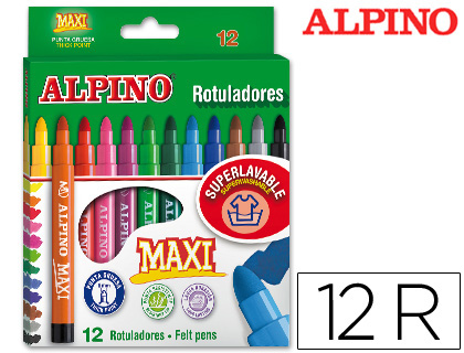 ROTULADOR ALPINO MAXI CAJA DE 12 UNIDADES COLORES SURTIDOS