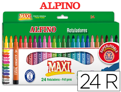 ROTULADOR ALPINO MAXI CAJA DE 24 UNIDADES COLORES SURTIDOS