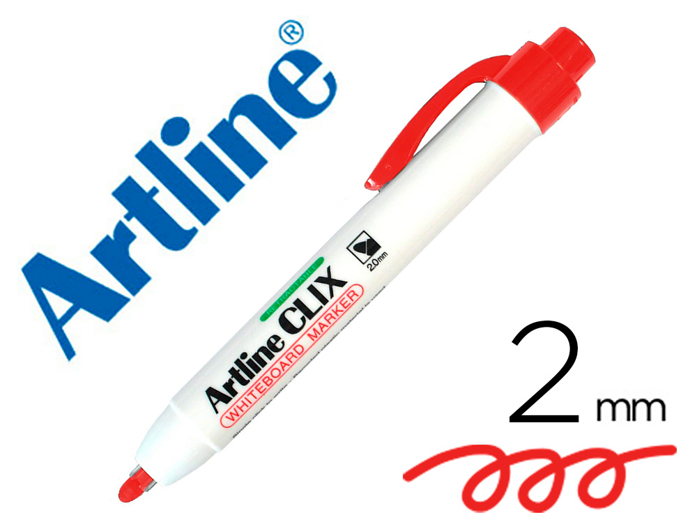 ROTULADOR ARTLINE CLIX PIZARRA EK-573A ROJO PUNTA RETRACTIL REDONDA 2 MM