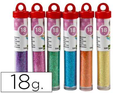 PURPURINA LIDERPAPEL FANTASIA COLORES METALICOS PASTELES BOTE DE 18 GR