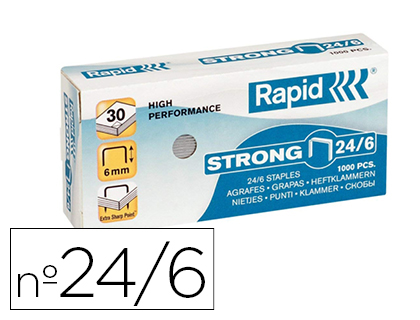 GRAPAS RAPID N 24/6 STRONG GALVANIZADAS CAJA DE 1000 UNIDADES