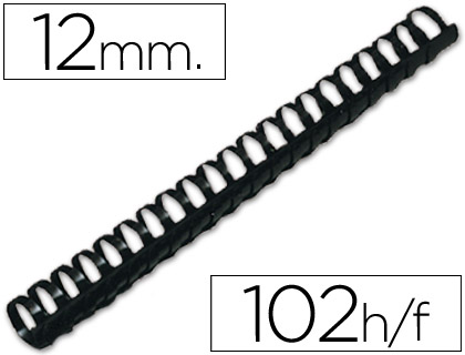 CANUTILLO Q-CONNECT REDONDO 12 MM PLASTICO NEGRO CAPACIDAD 102 HOJAS CAJA DE 100 UNIDADES