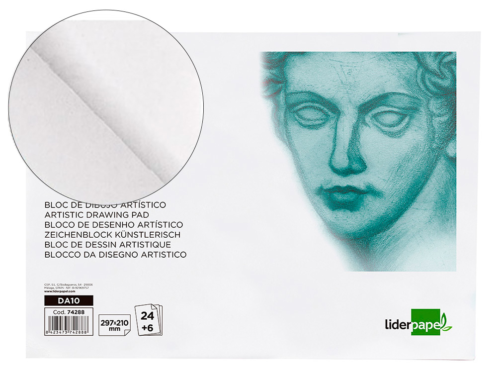 BLOC DIBUJO LIDERPAPEL ARTISTICO ENCOLADO 210X297 MM 30 HOJAS 120G/M2 SIN RECUADRO