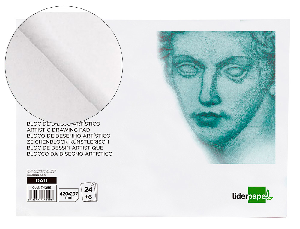 BLOC DIBUJO LIDERPAPEL ARTISTICO ENCOLADO 297X420 MM 30 HOJAS 120G/M2 SIN RECUADRO