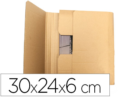 CAJA PARA EMBALAR LIBROS Q-CONNECT CARTON RECICLADO CANAL SIMPLE 3 MM COLOR KRAFT 300X240X60 MM