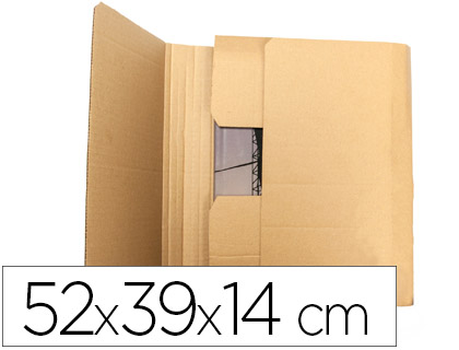 CAJA PARA EMBALAR LIBROS Q-CONNECT CARTON RECICLADO CANAL SIMPLE 3 MM COLOR KRAFT 520X390X140 MM