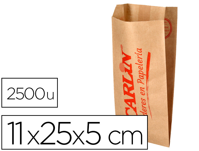 SOBRE KRAFT VERJURADO CARLIN 10X25+6 CM 50 GR CAJA DE 2500 UNIDADES