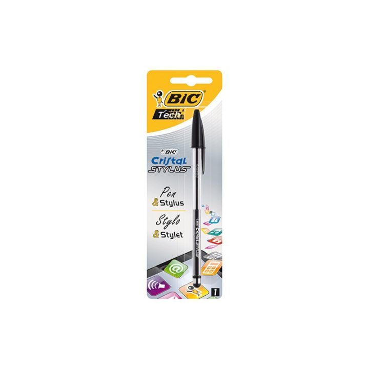 BOLIGRAFO BIC CRISTAL STYLUS CON PUNTERO CAPUCHON PARA PANTALLAS TACTILES PUNTA 1 MM. NEGRO (902121)