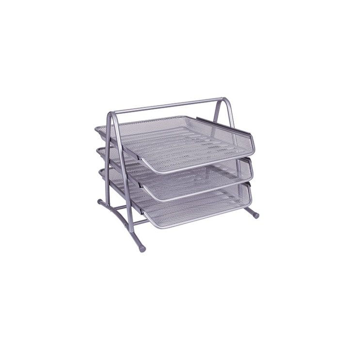 BANDEJA Q-CONNECT SOBREMESA METALICA REJILLA 3 NIVELES 350X278X2758 MM. PLATA (35096)