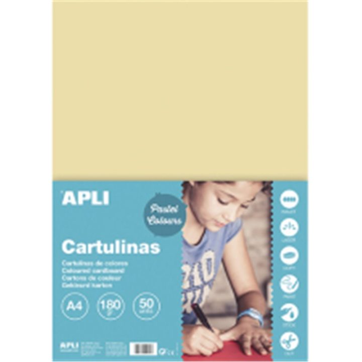 CARTULINA APLI 180 GRS. A4 50 HOJAS CREMA (14233)